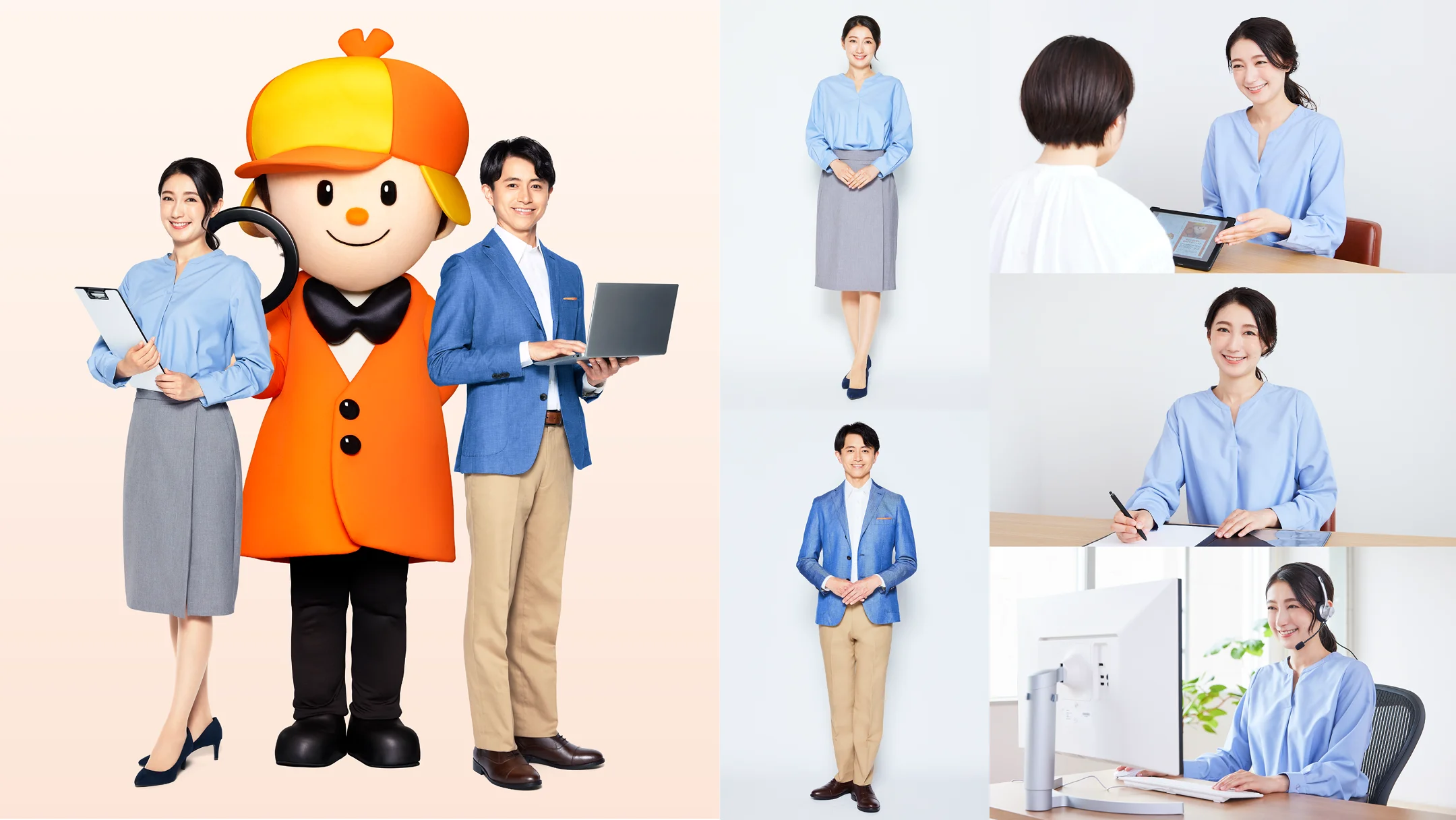 住まいの窓口のブランドイメージを体現するスタッフとキャラクターのビジュアル